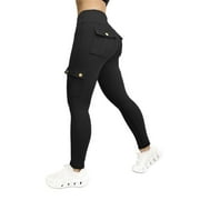 YABCSAZ Lifting Leggings with Flap Pockets Workout Cargo Leggings for Women Solid Color Pants High Waist Tummy Control Running Yoga Pants